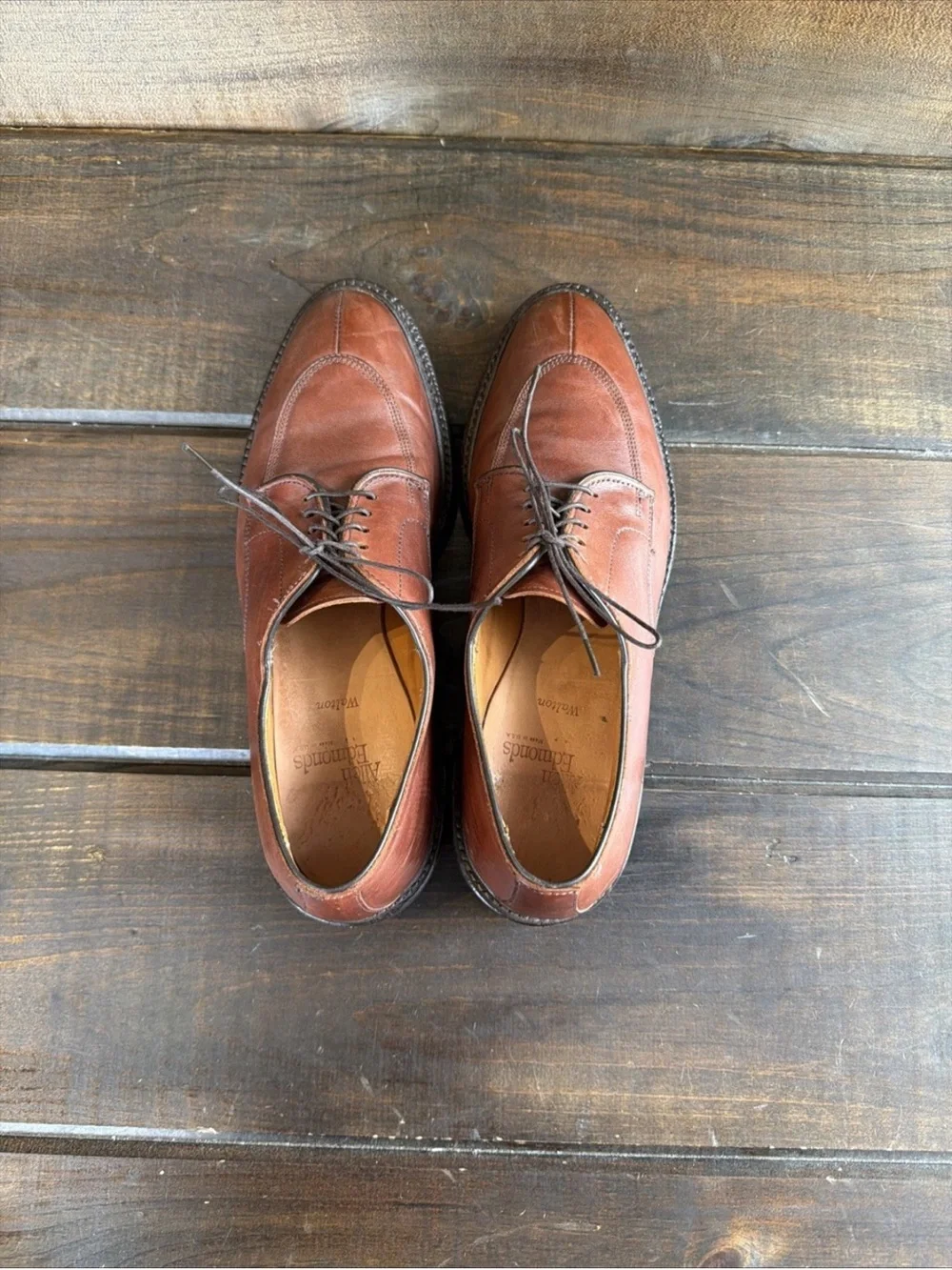 Allen Edmonds Walton Brown Leather Split Toe Oxford Dress Shoes Men Size 10 B